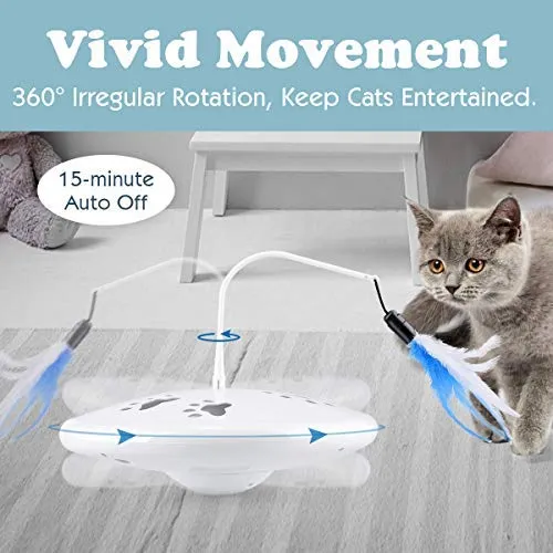 Pawaboo Juguete de plumas para gato, varita interactiva para gato, juguete de pluma voladora con varita extra larga y campana pequeña, juguete divertido para jugar para gatitos o gatos.