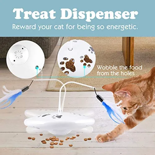 Pawaboo Juguete de plumas para gato, varita interactiva para gato, juguete de pluma voladora con varita extra larga y campana pequeña, juguete divertido para jugar para gatitos o gatos.
