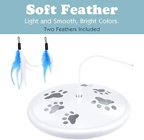 Pawaboo Juguete de plumas para gato, varita interactiva para gato, juguete de pluma voladora con varita extra larga y campana pequeña, juguete divertido para jugar para gatitos o gatos.