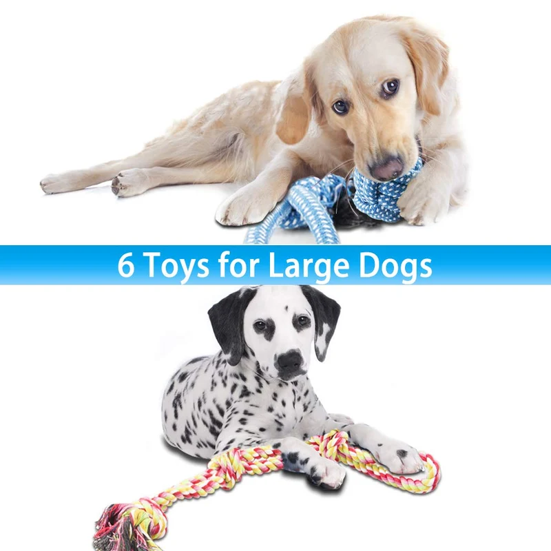 LOUTAN Dog Rope Toys for Aggressive Chewers Durable Tough Large Dog Chew Toys - Indestructible Small Dog & Puppy Teething Toys with 100% Washable Cotton Set of 11