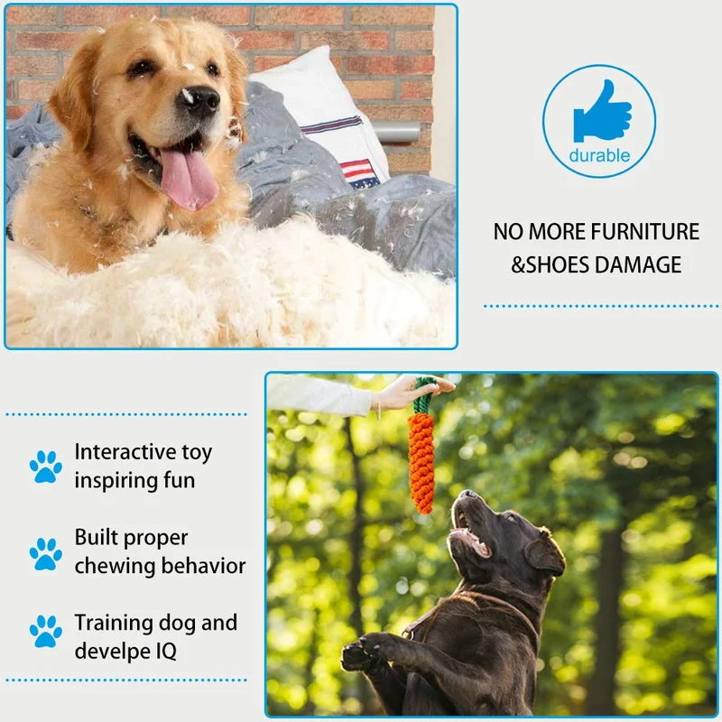 LOUTAN Dog Rope Toys for Aggressive Chewers Durable Tough Large Dog Chew Toys - Indestructible Small Dog & Puppy Teething Toys with 100% Washable Cotton Set of 11