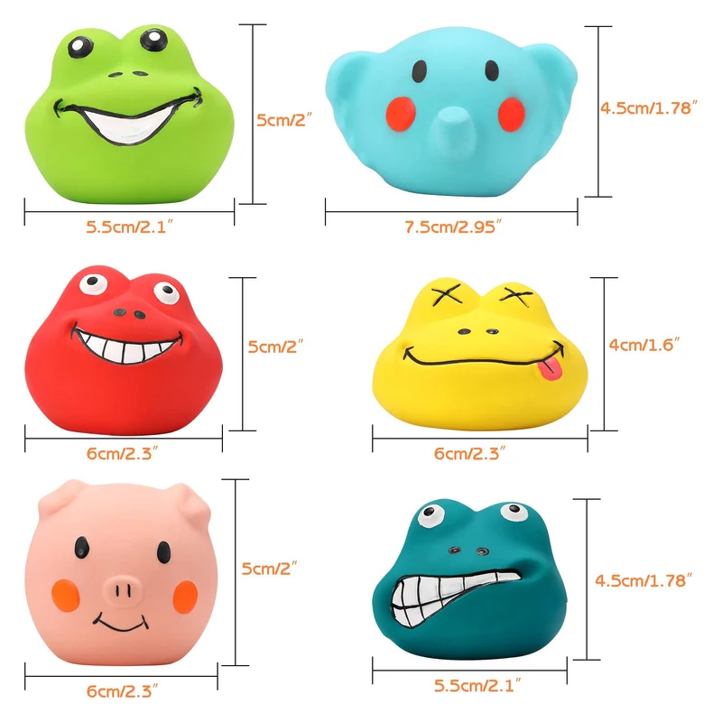 HDSX Juguetes de látex para perros, divertidos juegos de animales, juego interactivo para perros pequeños (6 piezas)