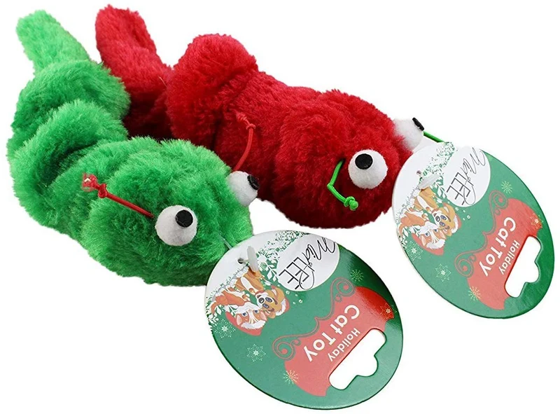 Vibrating Navidad Caterpillar Cat Toy- 2 Pack by midlee