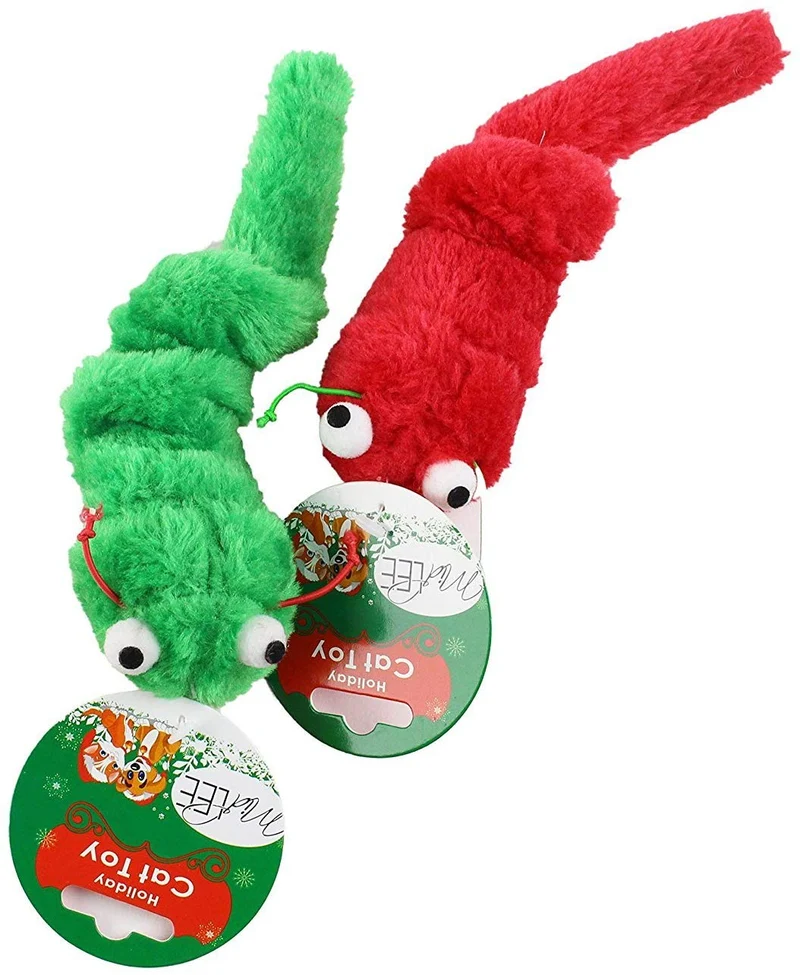 Vibrating Navidad Caterpillar Cat Toy- 2 Pack by midlee