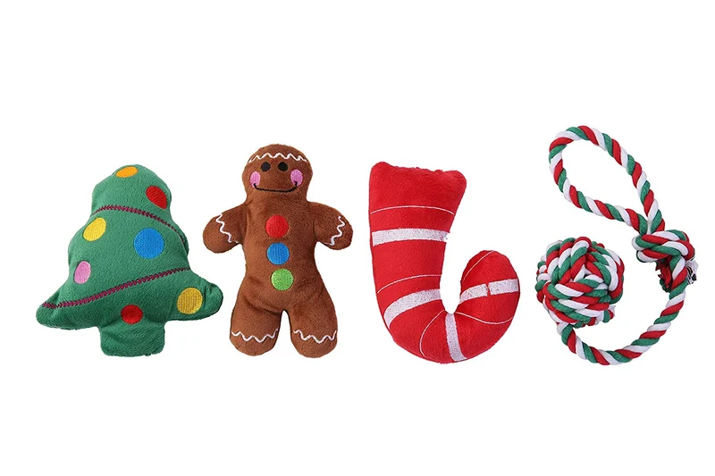 JPB - Juego de 4 juguetes de peluche para perros pequeños