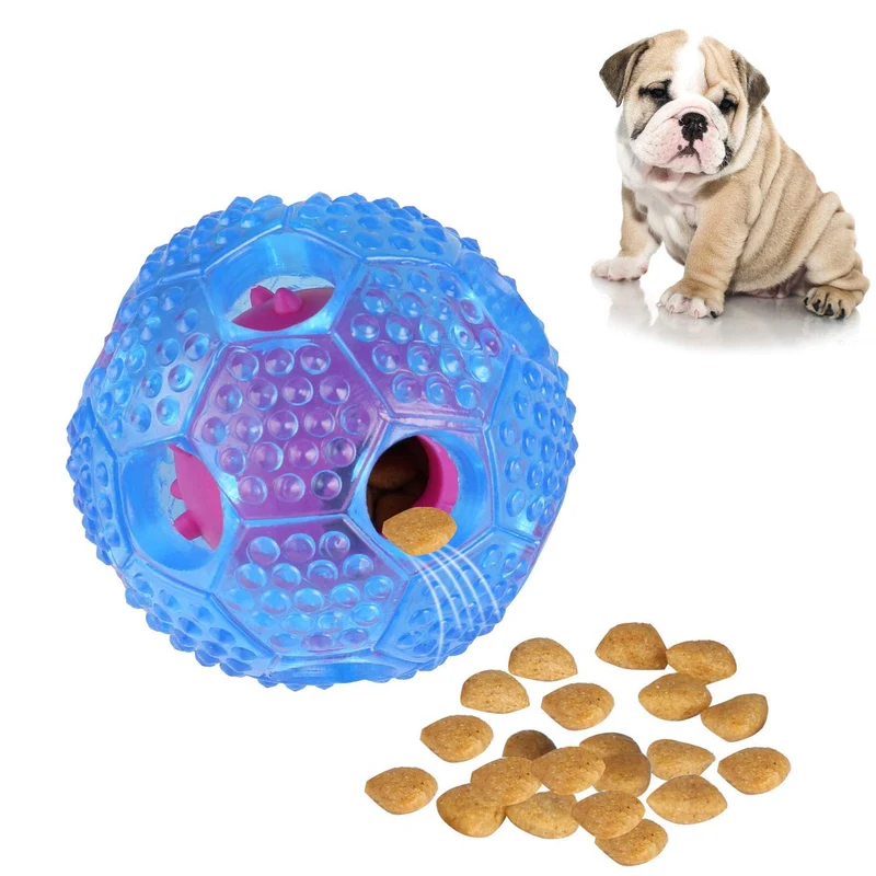 RENZCHU Juguete interactivo para perro, pelota de tratamiento IQ para dispensar alimentos, juguetes para perros pequeños, medianos, grandes, bola de masticación duradera, goma no tóxica y bola de perro hinchable, limpia los dientes