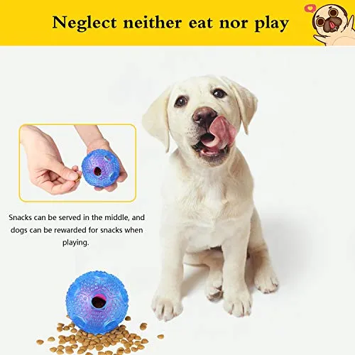 RENZCHU Juguete interactivo para perro, pelota de tratamiento IQ para dispensar alimentos, juguetes para perros pequeños, medianos, grandes, bola de masticación duradera, goma no tóxica y bola de perro hinchable, limpia los dientes
