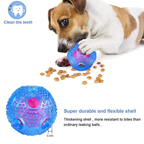 RENZCHU Juguete interactivo para perro, pelota de tratamiento IQ para dispensar alimentos, juguetes para perros pequeños, medianos, grandes, bola de masticación duradera, goma no tóxica y bola de perro hinchable, limpia los dientes