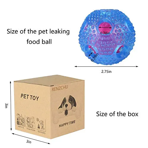 RENZCHU Juguete interactivo para perro, pelota de tratamiento IQ para dispensar alimentos, juguetes para perros pequeños, medianos, grandes, bola de masticación duradera, goma no tóxica y bola de perro hinchable, limpia los dientes
