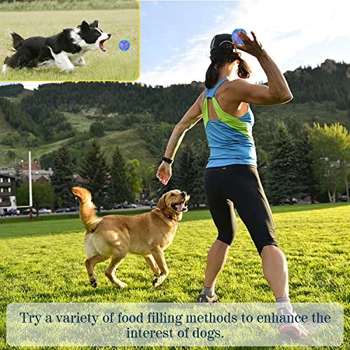 RENZCHU Juguete interactivo para perro, pelota de tratamiento IQ para dispensar alimentos, juguetes para perros pequeños, medianos, grandes, bola de masticación duradera, goma no tóxica y bola de perro hinchable, limpia los dientes