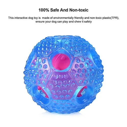 RENZCHU Juguete interactivo para perro, pelota de tratamiento IQ para dispensar alimentos, juguetes para perros pequeños, medianos, grandes, bola de masticación duradera, goma no tóxica y bola de perro hinchable, limpia los dientes
