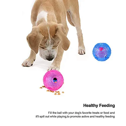 RENZCHU Juguete interactivo para perro, pelota de tratamiento IQ para dispensar alimentos, juguetes para perros pequeños, medianos, grandes, bola de masticación duradera, goma no tóxica y bola de perro hinchable, limpia los dientes