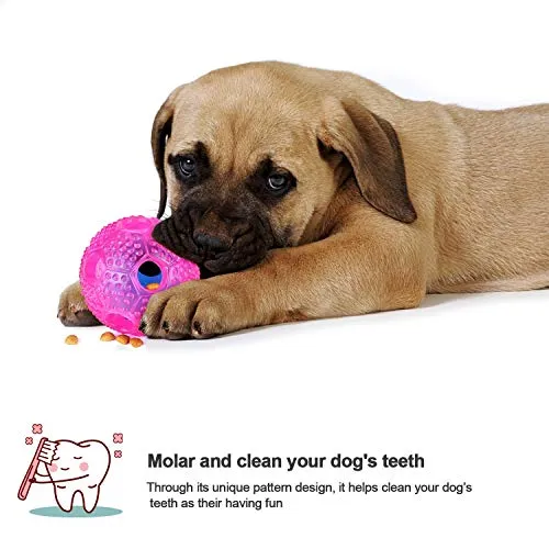 RENZCHU Juguete interactivo para perro, pelota de tratamiento IQ para dispensar alimentos, juguetes para perros pequeños, medianos, grandes, bola de masticación duradera, goma no tóxica y bola de perro hinchable, limpia los dientes