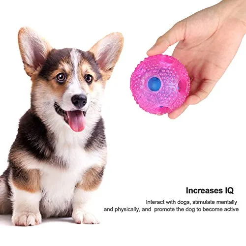 RENZCHU Juguete interactivo para perro, pelota de tratamiento IQ para dispensar alimentos, juguetes para perros pequeños, medianos, grandes, bola de masticación duradera, goma no tóxica y bola de perro hinchable, limpia los dientes