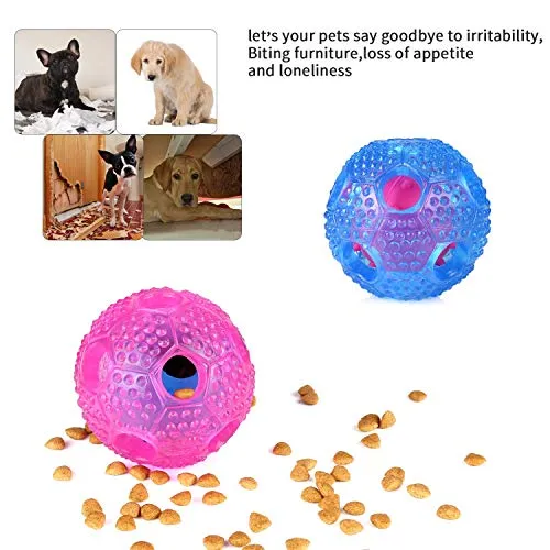 RENZCHU Juguete interactivo para perro, pelota de tratamiento IQ para dispensar alimentos, juguetes para perros pequeños, medianos, grandes, bola de masticación duradera, goma no tóxica y bola de perro hinchable, limpia los dientes