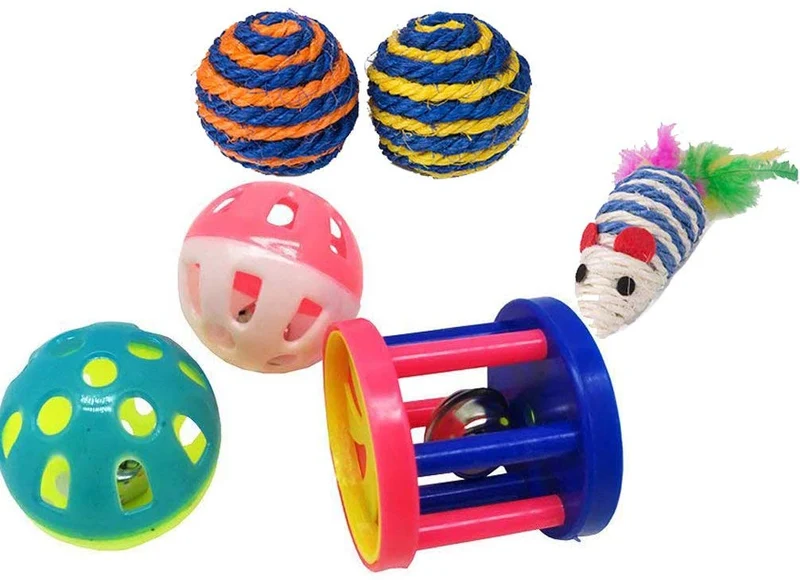 Cat Toys – Surtido Pack 20 Piezas Contiene Wand Varita Teaser Refill Ferret juguetes interactivos Pliegue bolas Furry Ratones bola con Bell mejor Catnip juguetes mouse de peluche con sonajero, mejor regalo de Navidad para Kitty