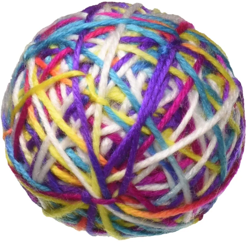 Pet Craft Supply Yowlin' Yarn - Multi Color Yarn Balls with Rattle Cat Toys