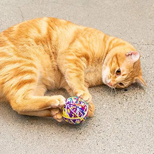 Pet Craft Supply Yowlin' Yarn - Multi Color Yarn Balls with Rattle Cat Toys