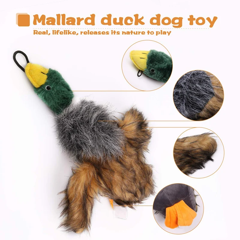 Juguete para perro de Wangstar Pet Mallard, juguete para perro chirriante, juguete para perros pequeños y medianos