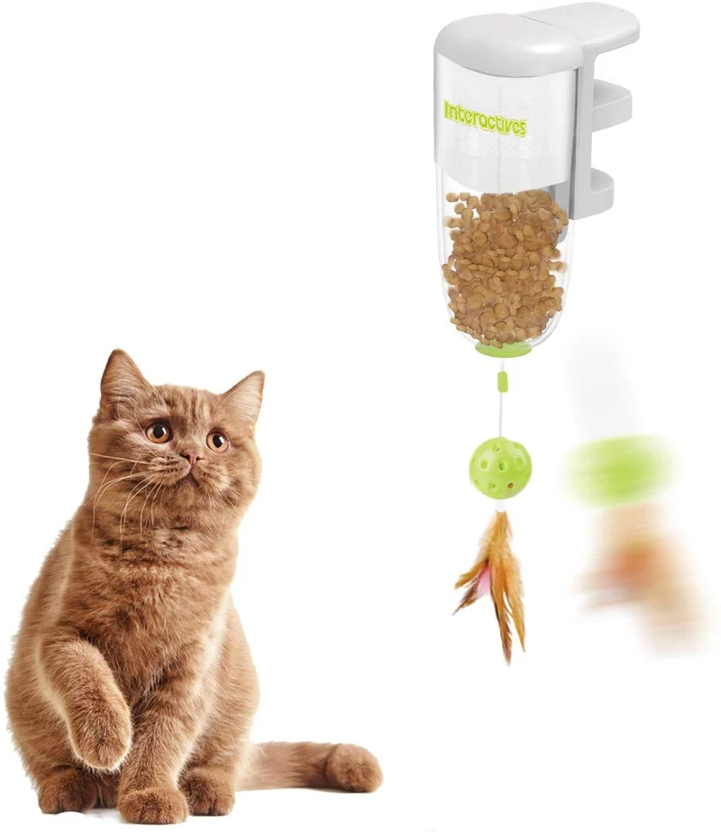 All for Paws Juguete interactivo para gatos con forma de puzle, dispensador de alimentos para gatos