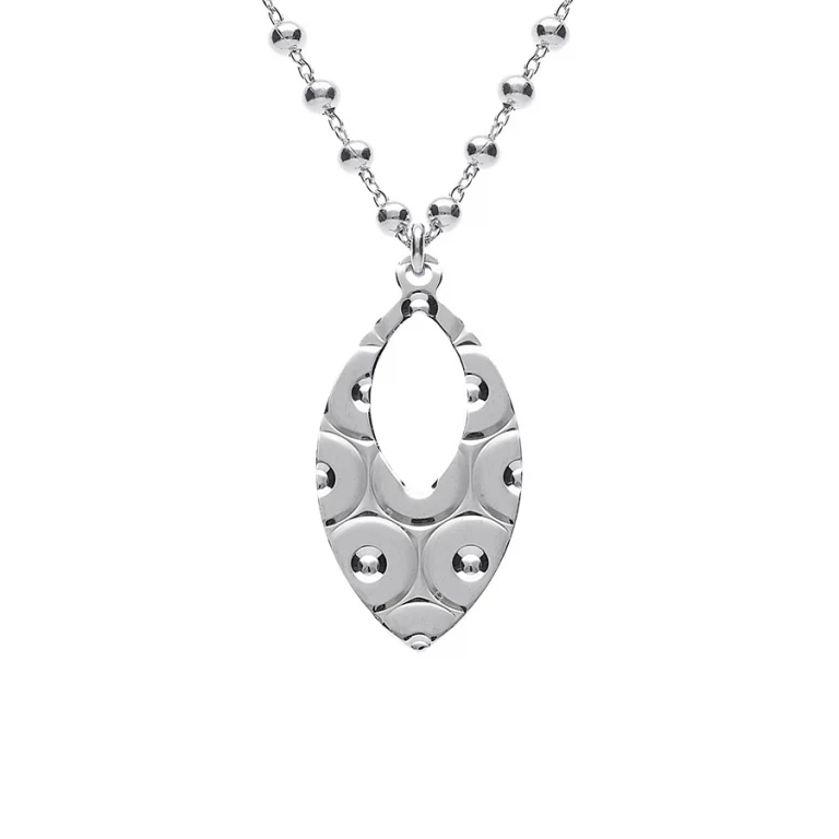 Collier ovale martelé – Argent 925 rhodié | Azuline