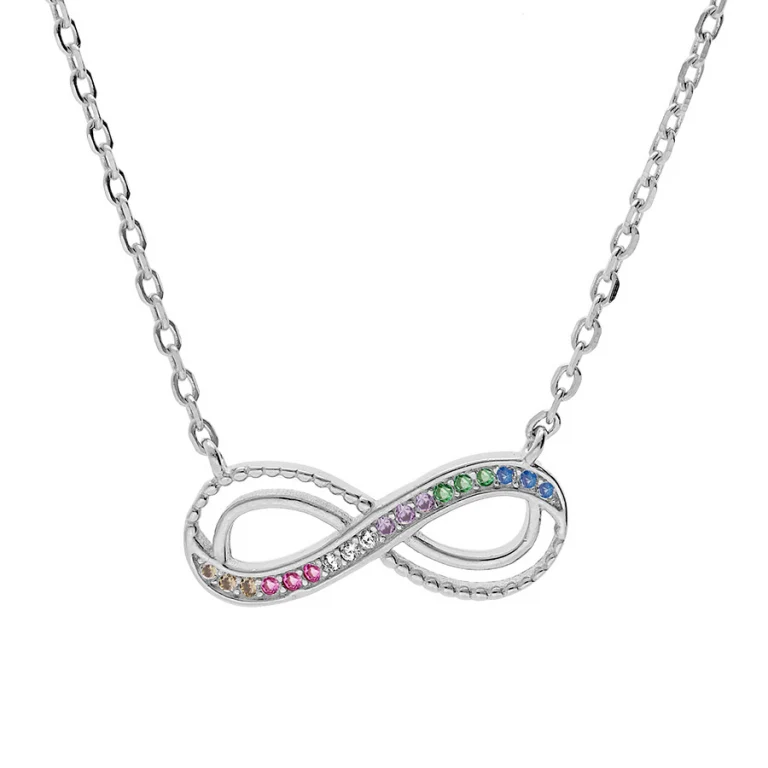 Collier infini serti d’oxydes multicolores – Argent 925 rhodié | Azuline