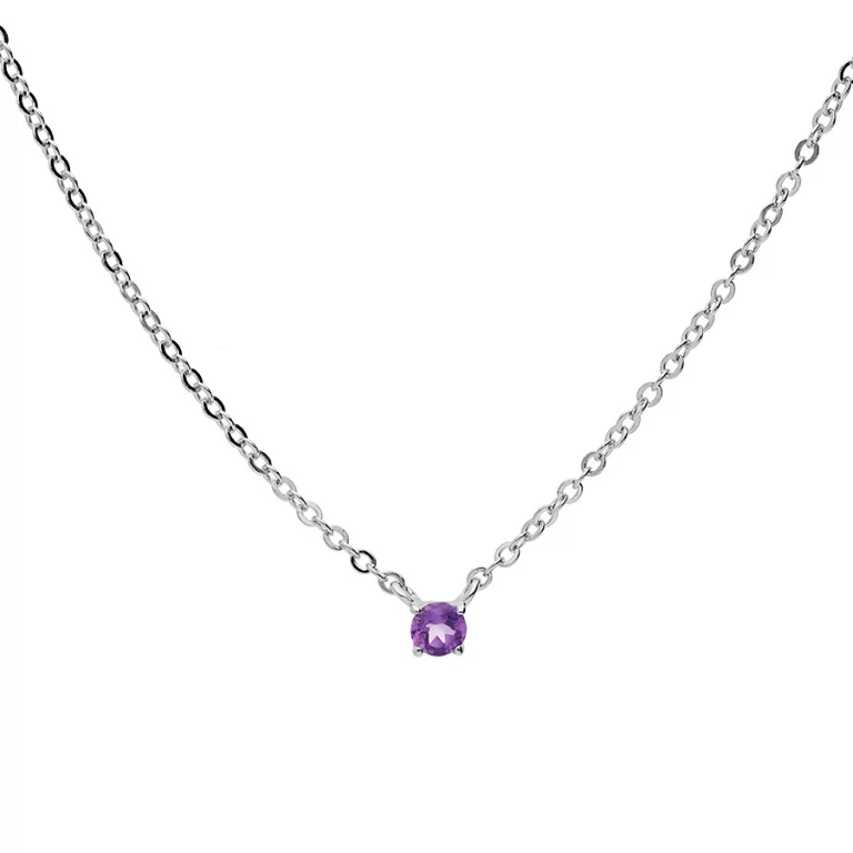 Collier améthyste taille ronde à améthyste 3mm – Argent 925 rhodié | Azuline