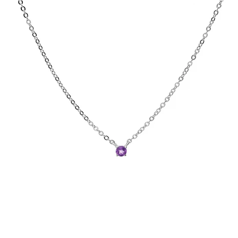 Collier améthyste taille ronde à améthyste 3mm – Argent 925 rhodié | Azuline