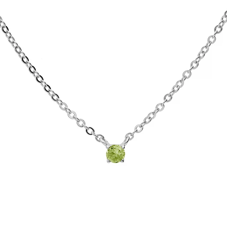 Collier péridot taille ronde à péridot – Argent 925 rhodié | Azuline