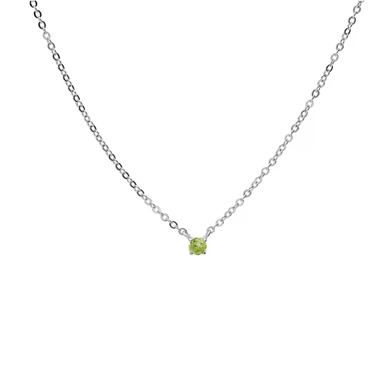 Collier péridot taille ronde à péridot – Argent 925 rhodié | Azuline
