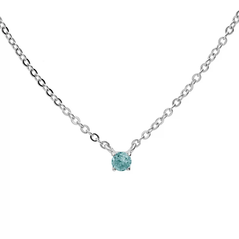 Collier topaze bleu taille ronde à topaze bleu 3 mm – Argent 925 rhodié | Azuline
