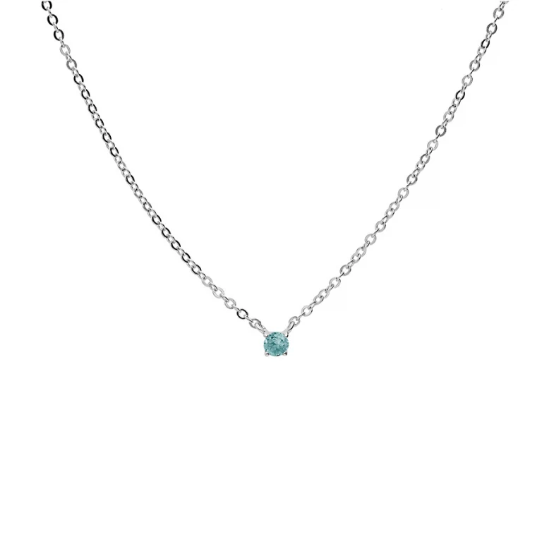 Collier topaze bleu taille ronde à topaze bleu 3 mm – Argent 925 rhodié | Azuline