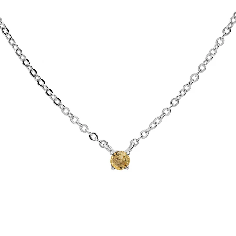Collier citrine taille ronde – Argent 925 rhodié | Azuline