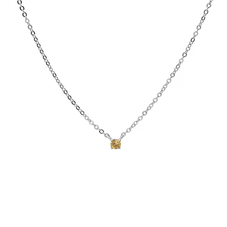 Collier citrine taille ronde – Argent 925 rhodié | Azuline