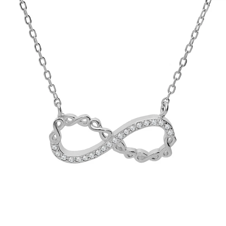 Collier infini pavé d’oxydes blancs – Argent 925 rhodié | Azuline