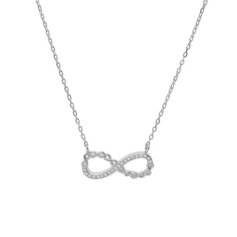 Collier infini pavé d’oxydes blancs – Argent 925 rhodié | Azuline