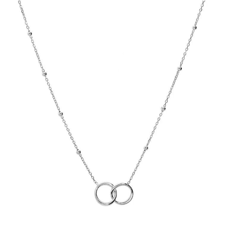 Collier deux cercles entrelacés – Argent 925 rhodié | Azuline