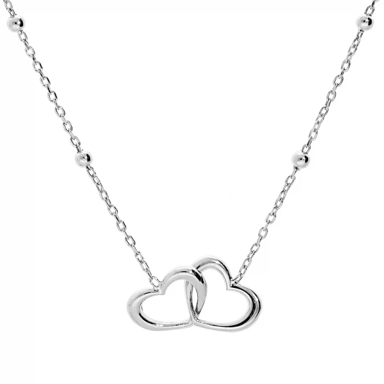 Collier deux cœurs entremêlés – Argent 925 rhodié | Azuline