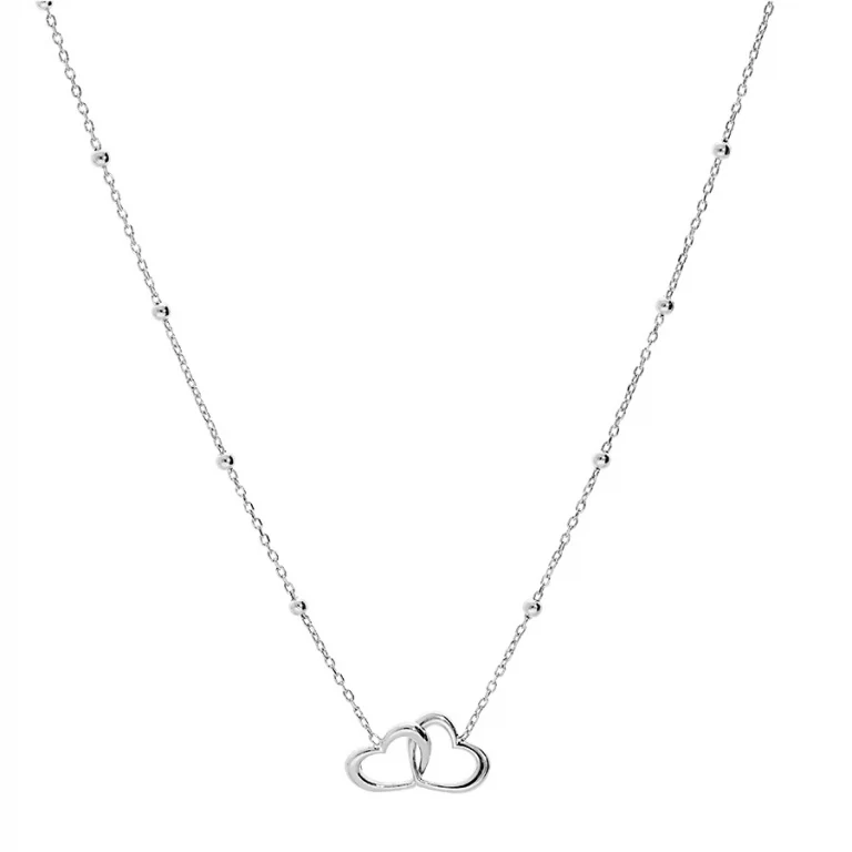 Collier deux cœurs entremêlés – Argent 925 rhodié | Azuline
