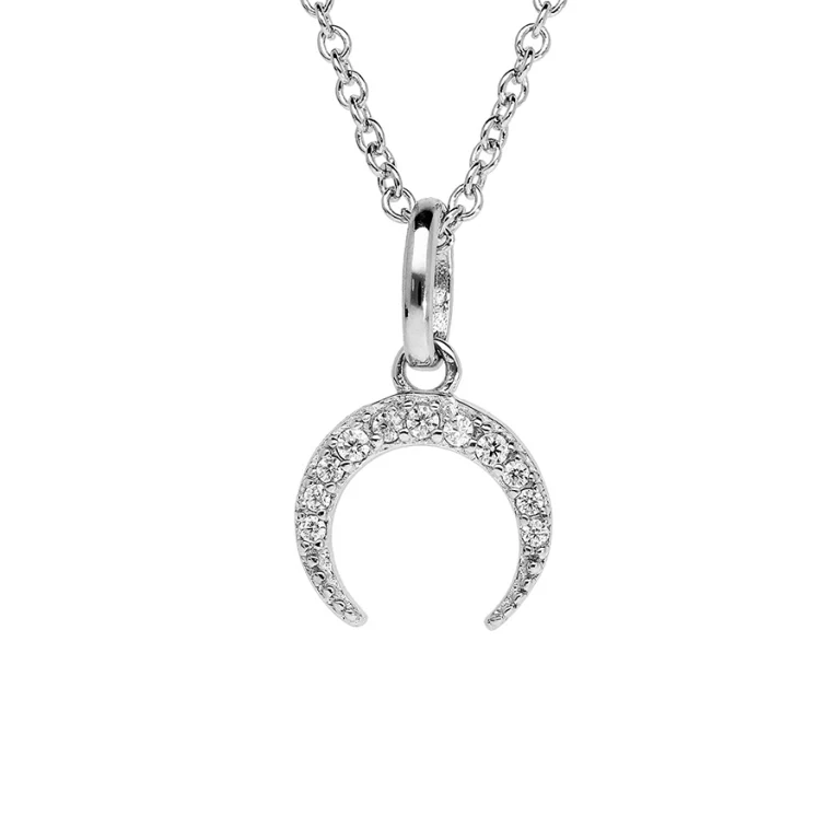 Collier demi lune serti d’oxydes blancs – Argent 925 rhodié | Azuline