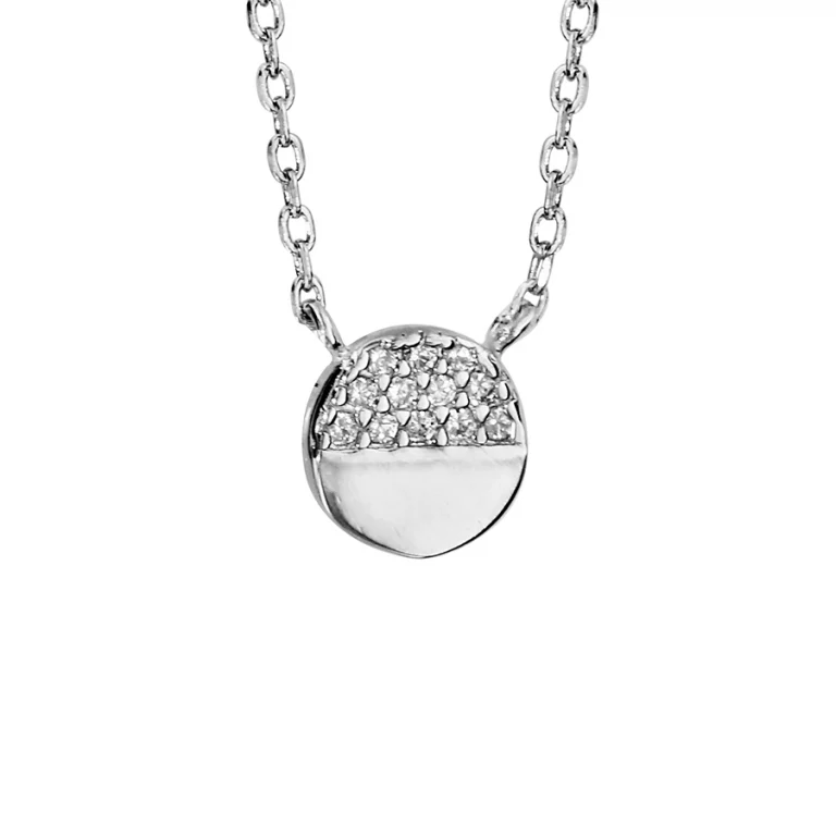 Collier pastille serti d’oxydes blancs – Argent 925 rhodié | Azuline