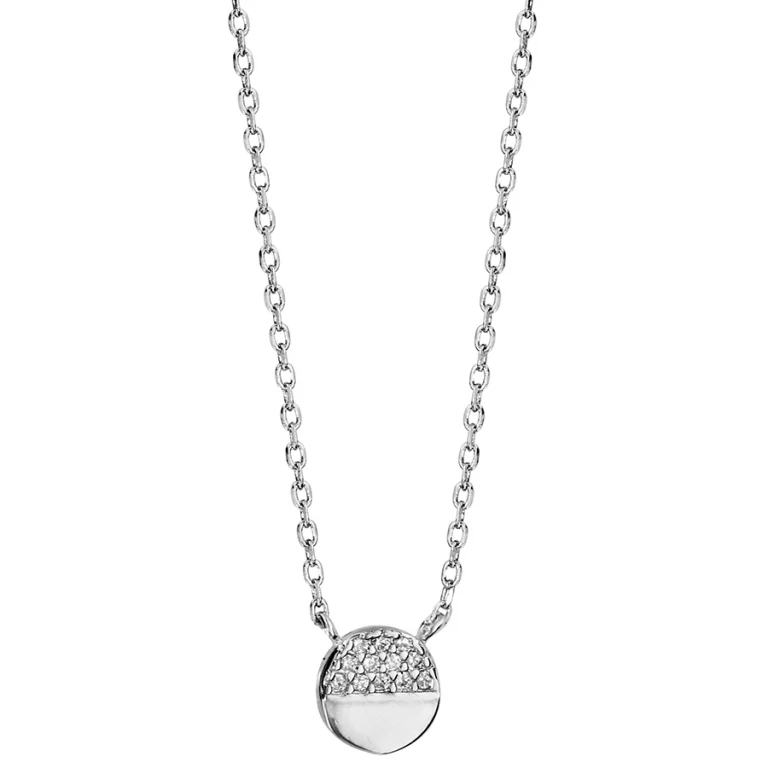Collier pastille serti d’oxydes blancs – Argent 925 rhodié | Azuline