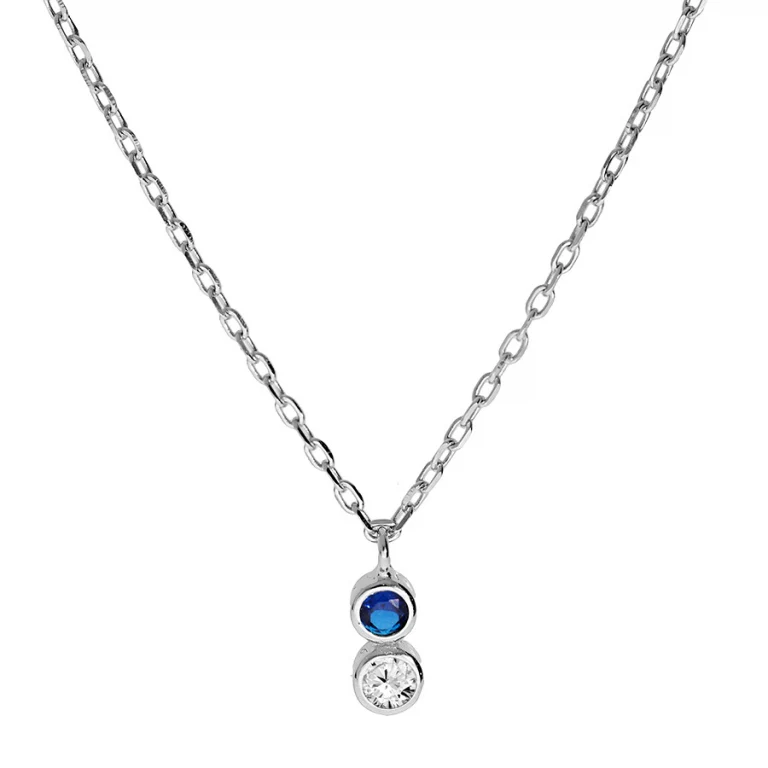 Collier 2 oxydes coloris bleu – Argent 925 rhodié | Azuline