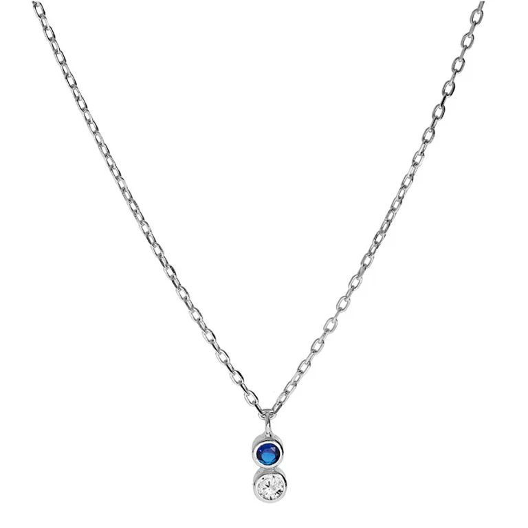 Collier 2 oxydes coloris bleu – Argent 925 rhodié | Azuline