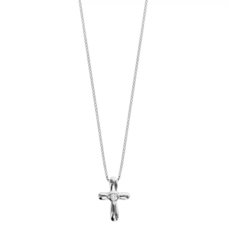 Collier croix à 1 oxyde clos – Argent 925 rhodié | Azuline