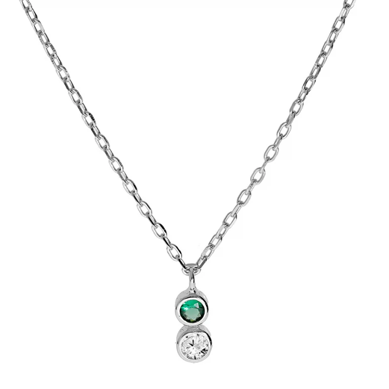 Collier 2 oxydes coloris vert – Argent 925 rhodié | Azuline