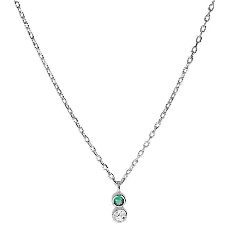 Collier 2 oxydes coloris vert – Argent 925 rhodié | Azuline