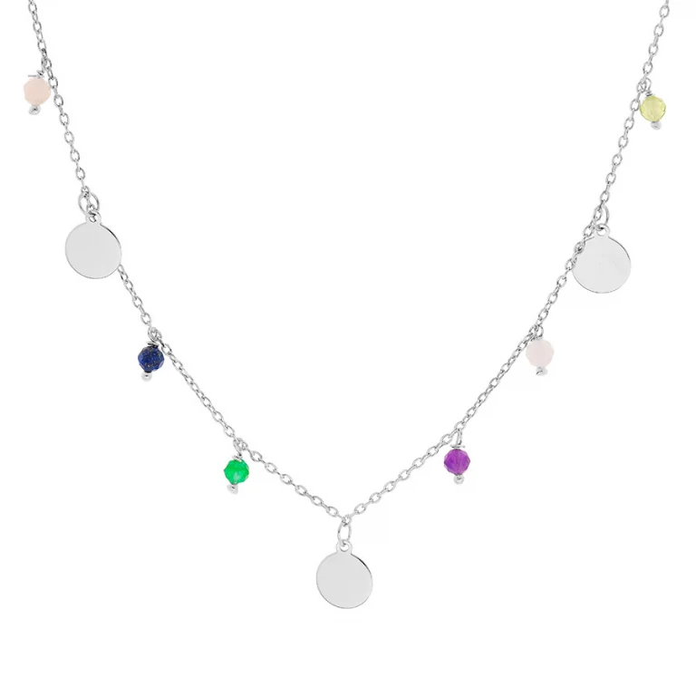 Collier pastilles à perles naturelles facettées – Argent 925 rhodié | Azuline