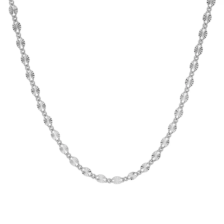 Collier pastilles diamantées texturé grand modèle – Argent 925 rhodié | Azuline