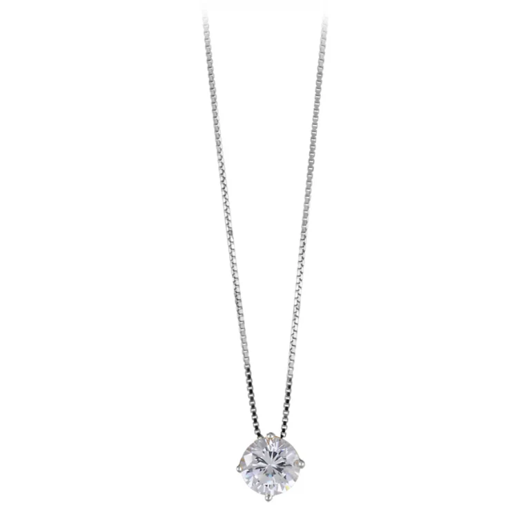 Collier rond à pierre blanche – Argent 925 rhodié | Azuline